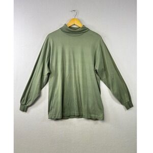 Vintage Cross Creek Long Sleeve Turtleneck Olive Green Cotton Womens XL USA